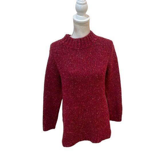 Nordstrom cranberry chunky knit mock neck sweater size xs - Picture 2 of 9
